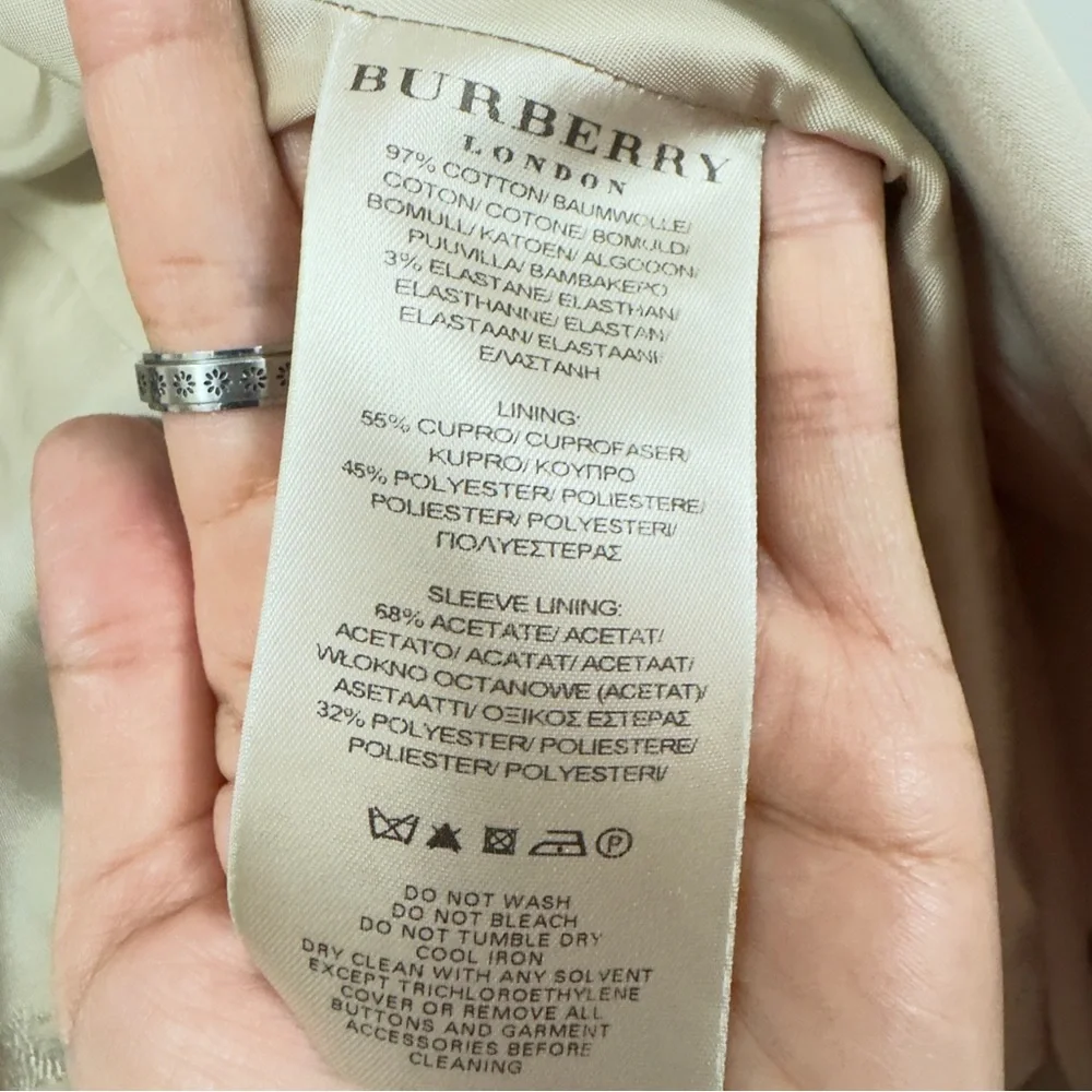 Burberry London Classic Beige Trench Coat Women US 8 Double Breasted - Picture 7 of 14